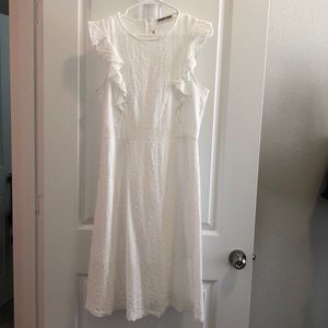 Womens Dress Like New Ruffles Cap Sleeves Summer A-Line Midi Dress - Size Large